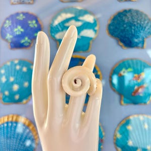 She Shells Art - Flea Cone Shell Cocktail Ring - Statement Piece - open shell swirl top