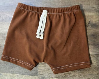 Toddler Shorts, Neutral Baby Shorts, Cotton Lycra Shorts, Rust Baby Shorts, Pull On Toddler Shorts, Minimalist Baby Clothes, Summer Baby