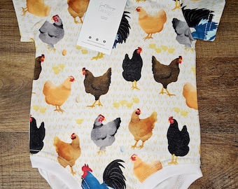 Adorable Chicken Bodysuit for Babies, Cute Chicken Bodysuit, Fun Baby Clothes, Farm Animal Theme, Long sleeve Chicken Bodysuit, Farm outfit