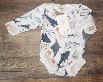 Infant bodysuit, infant romper, whale bodysuit, beach infant clothing, bodysuit for baby, infant clothing, long sleeve bodysuit