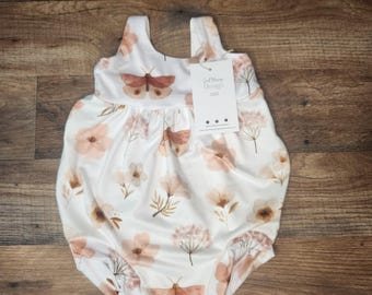 Handmade Floral Bubble Romper | Boho Baby Outfit | Baby Girl Clothes | Newborn to 3T | Summer Romper