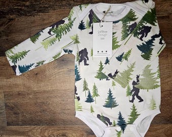 Bigfoot Baby Bodysuit | Cute & Funny Sasquatch Baby Outfit | Unique Gift for Baby Shower or Newborn | Handmade bodysuit | one-piece outfit