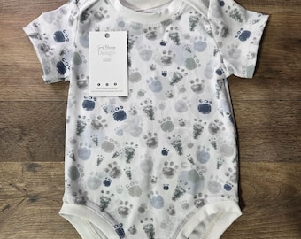 Neutral Baby Bodysuit, Footprint Baby Outfit, Gender Neutral Baby Clothes, Newborn Coming Home Outfit, Soft Cotton Lycra Baby Clothes,