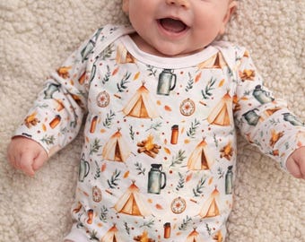 Woodland Baby Bodysuit | Camping Baby Outfit | Forest Baby Clothes | Gender Neutral Baby Shirt | Fall Baby Outfit
