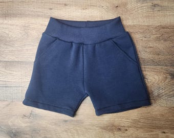 Navy Blue Pocket Shorts | Toddler & Kids Comfy Summer Shorts | Unisex Casual Shorts with Pockets | Comfortable Waist Play Shorts