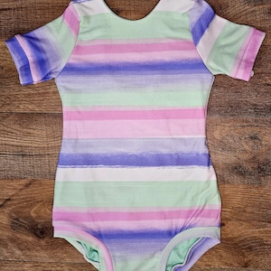 Girls gymnastic leotard, stripe leotard, kids dancewear, gymnastic leotard, kids leotard, handmade leotard, dance clothes for girls,