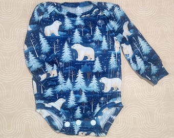 Polar Bear Baby Bodysuit, Cute Infant Polar Bear Bodysuit, Winter Baby Clothes, Newborn Animal Outfit, Baby Gift Idea, Soft Cotton Romper