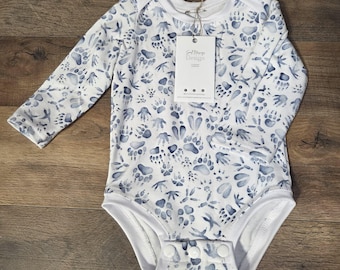 Neutral Baby Bodysuit, Footprint Baby Outfit, Gender Neutral Baby Clothes, Newborn Coming Home Outfit, Soft Cotton Lycra Baby Clothes,