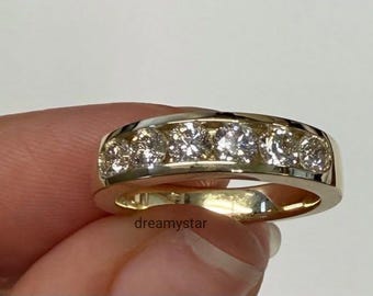 Vintage 14k White Gold Diamond Wedding Band - Channel Set Ring, Size 7 ...