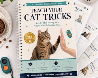 Teach Your Cat Tricks Guide, PDF Printable, Vet Reviewed, Cat Owner Handbook, Clicker Training Tips, Fun Bonding Activity, Instant Download