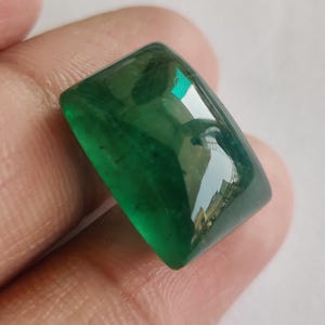 Cabujón rectangular grande de esmeralda zambiana de 17,7 x 12,3 x 9,5 mm, gema natural de color verde intenso para anillo de oro.