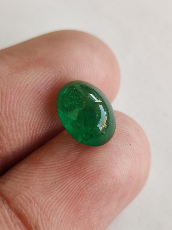 Genuine Calibrated Zambian Emerald, Polished Cabochon Stone For Ring Setting, 10X8X5MM, 2.65 Carats