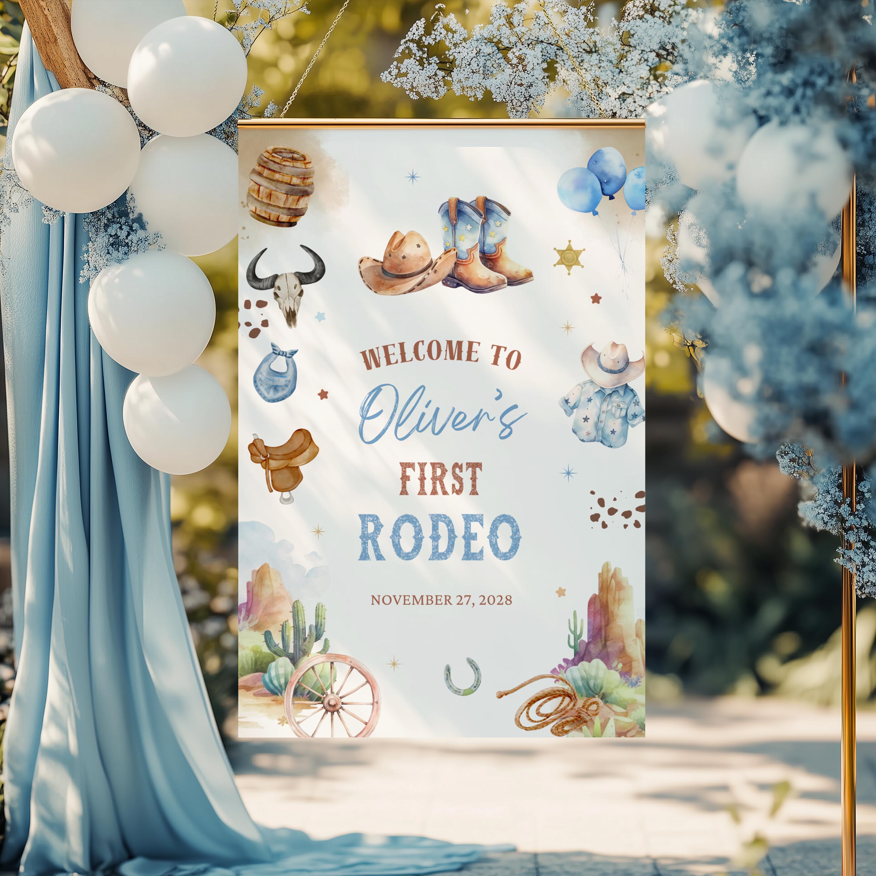 My First Rodeo Theme Sign Editable First Rodeo Welcome Sign for Boy Cowboy My 1st Rodeo Welcome ...