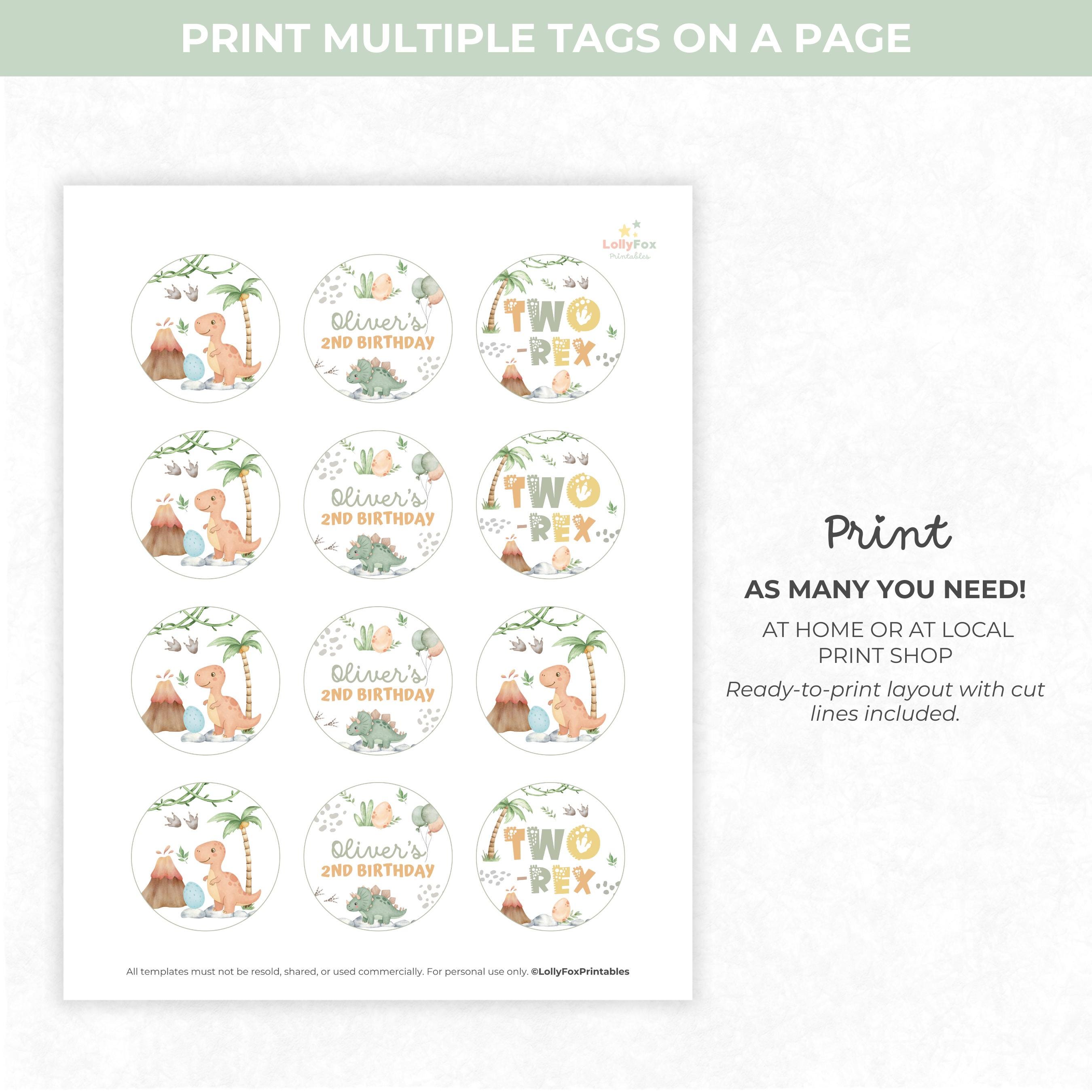 Dinosaur Cupcake Toppers, Two-rex Party, Printable Boy 2nd Birthday ...