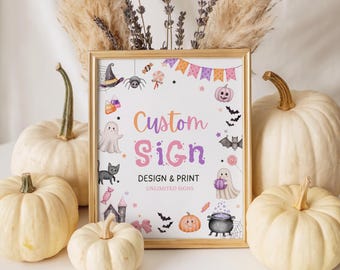 Halloween Birthday Custom Sign, Pink Spooky One Party Decor, Editable Boo-Day Sign HB06