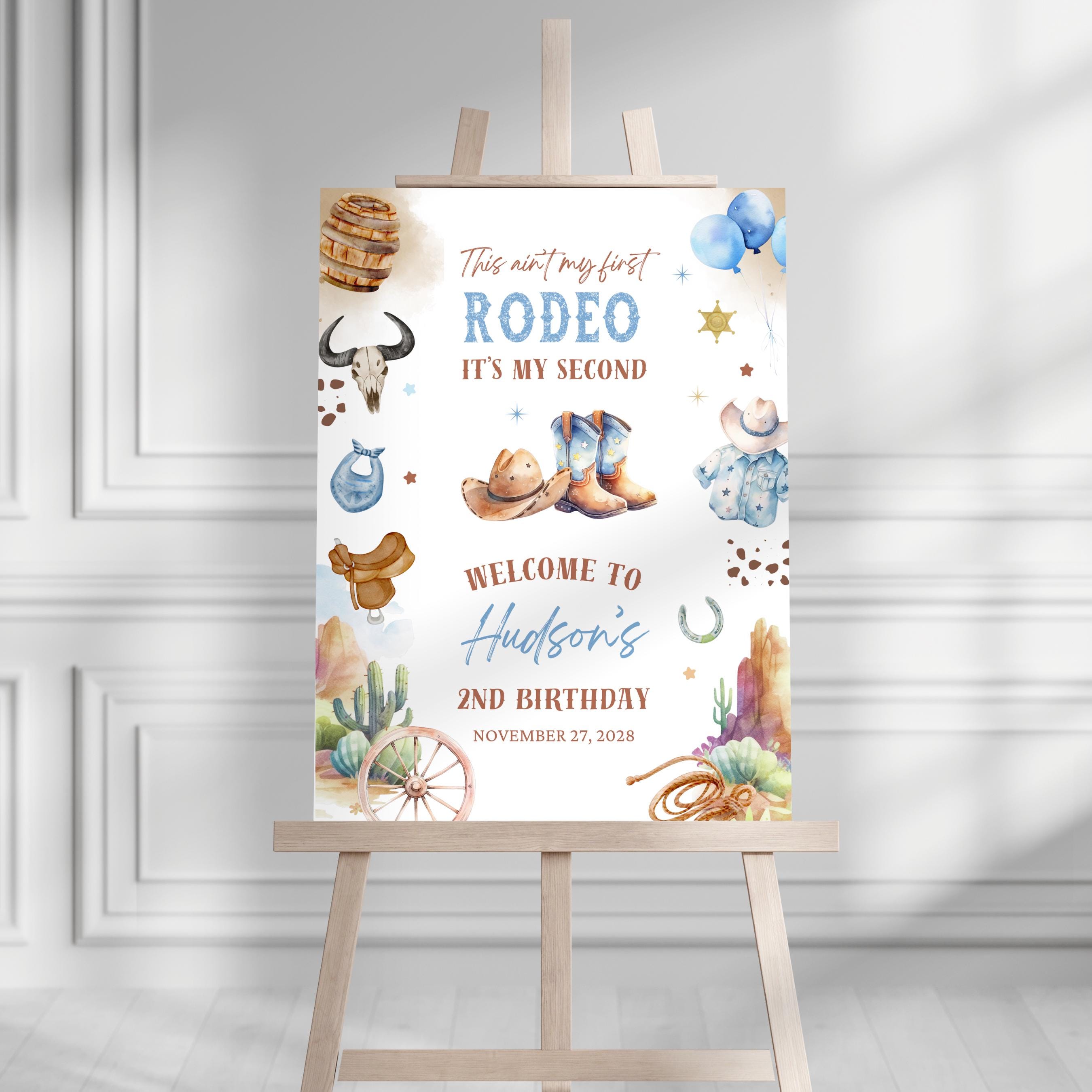Second Rodeo Saying Editable Boy Second Rodeo Welcome Sign Cowboy Birthday Welcome Sign My ...