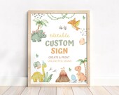 Editable Dinosaur Custom Sign, Boy Birthday Party Decor, Printable 8X10 Sign, Instant Download DB01
