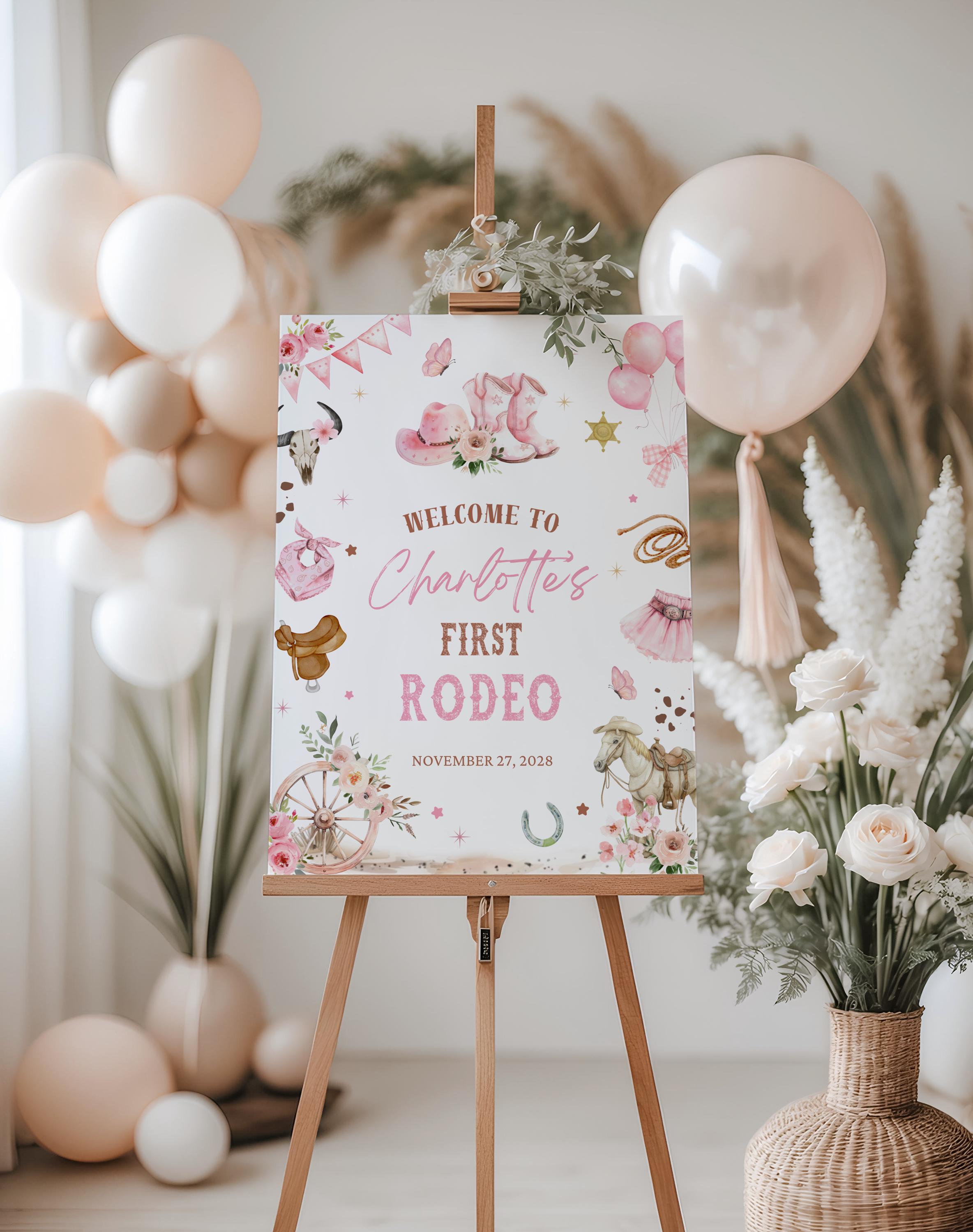 My First Rodeo Theme Sign Editable First Rodeo Welcome Sign for Girl Cowgirl My 1st Rodeo Welcome ...