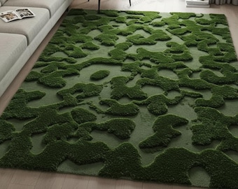 Moss Rug: Green Tufted Area Rug, Nature-Inspired Decor