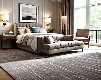 Alfombra de lana tejida a mano, decoración boho moderna