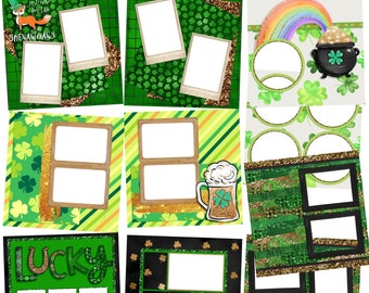 Shimmery St Pat EZ Quick Pages - Digital Scrapbook Quick Page Bundle - INSTANT DOWNLOAD