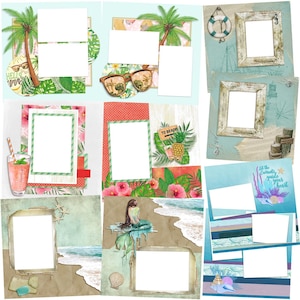 Beach Vibes EZ Quick Pages Digital Scrapbook Quick Page Bundle INSTANT DOWNLOAD image 1