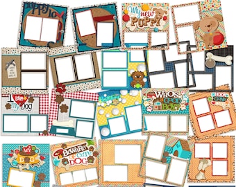 Dogs Collection 1 Boy - Digital Scrapbook Quick Page Bundle - INSTANT DOWNLOAD