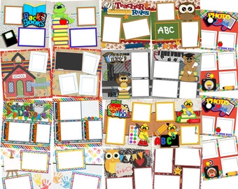 School Days Collection 2 - Digital Scrapbook Quick Page Bundle - INSTANT DOWNLOAD