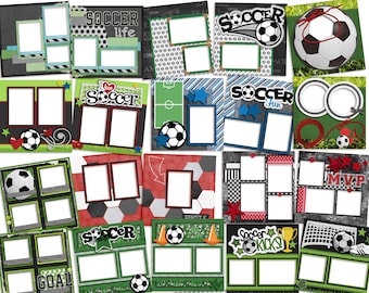 Soccer Collection 1 - Digital Scrapbook Quick Page Bundle - INSTANT DOWNLOAD