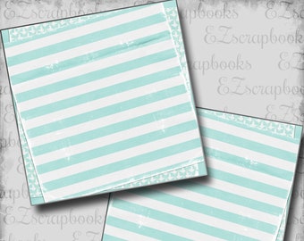 Sand & Sea Stripes - Stacked Papers - 2 Premade Scrapbook Pages - EZ Layout 6809