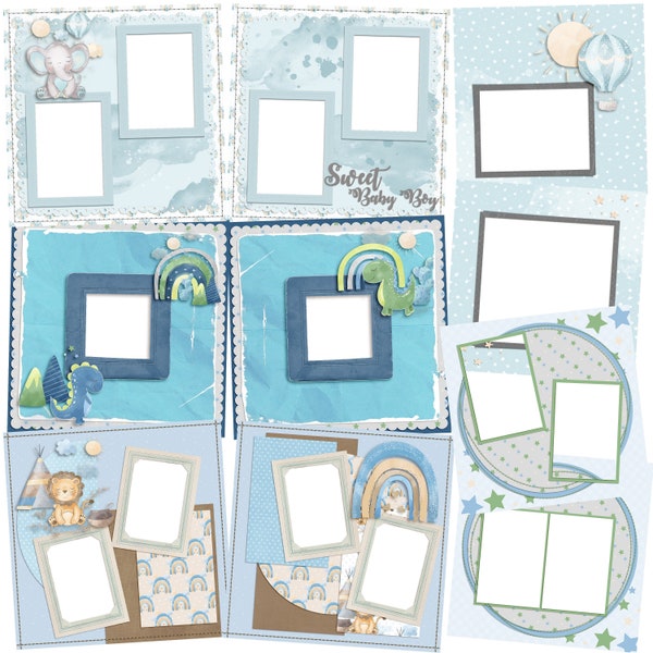 Sweet Baby Boy EZ Quick Pages - Digital Scrapbook Quick Page Bundle - INSTANT DOWNLOAD