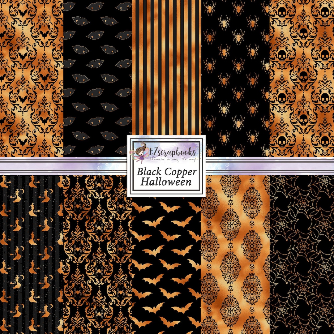 Black & Copper Halloween - 12X12 Scrapbook Paper Pack - 8583 - Etsy