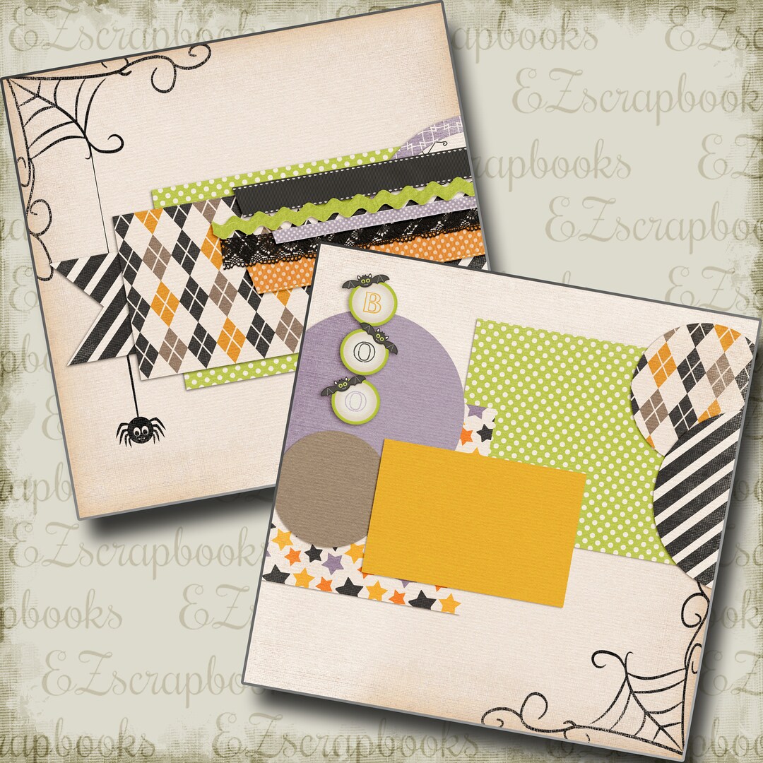 BOO NPM - 2 Premade Scrapbook Pages - EZ Layout 4973 - Etsy