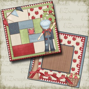 APPLE PICKING  - 2 Premade Scrapbook Pages - EZ Layout 298
