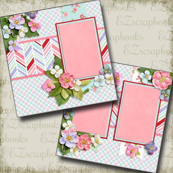 PINK PRETTIES - 2 Premade Scrapbook Pages - EZ Layout 3180