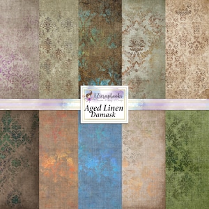 Aged Linen Damask - 12X12 Paper Pack - 8168