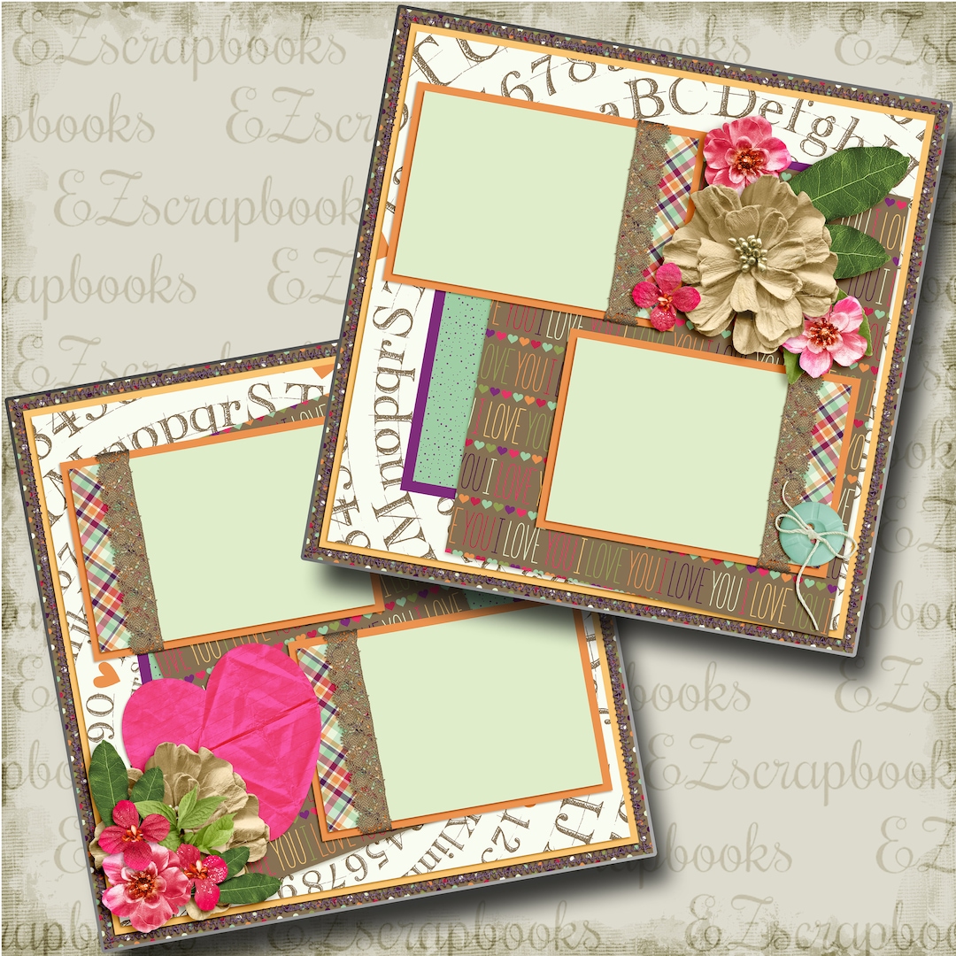 I Love You - 2 Premade Scrapbook Pages - EZ Layout 4122 - Etsy