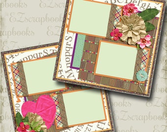 Puede incluir: Un diseño de álbum de recortes con dos marcos de fotos, uno con un patrón de corazón y el otro con un patrón de cuadros. El diseño está decorado con flores, purpurina y las palabras "Te amo".