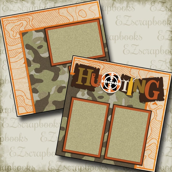 HUNTING  - 2 Premade Scrapbook Pages - EZ Layout 2189