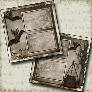 In the Shadows - Halloween -  2 Premade Scrapbook Pages - EZ Layout 4344