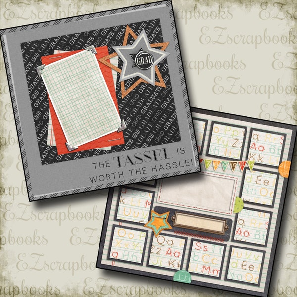 The Graduate - 2 Premade Printed Scrapbook Pages - EZ Layout 849