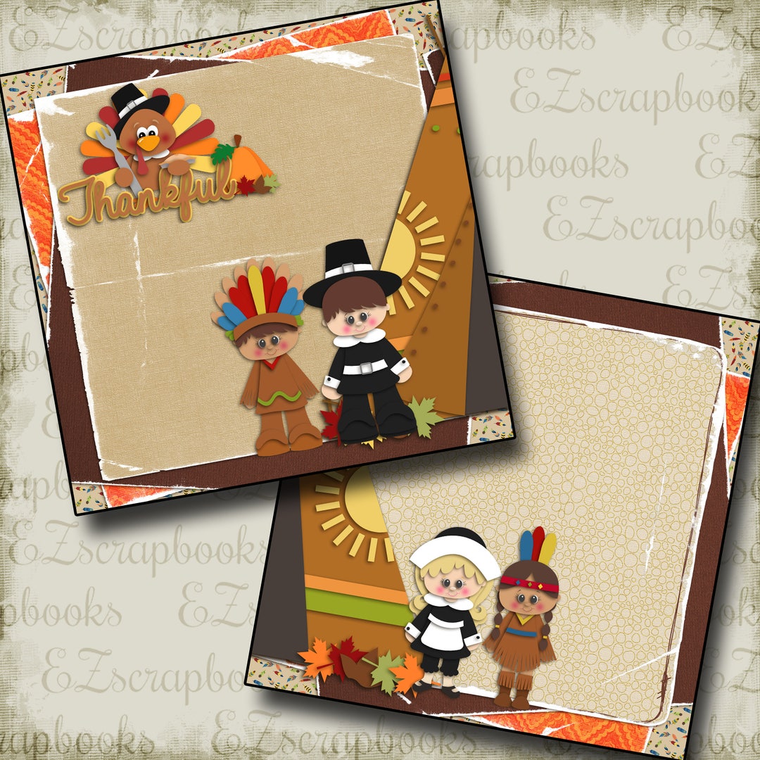 THANKSGIVING NPM - 2 Premade Scrapbook Pages - EZ Layout 2662 - Etsy