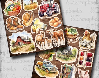 Down onthe Farm Clip Art Sheets - 2 Premade Scrapbook Pages - EZ Layout 24-371