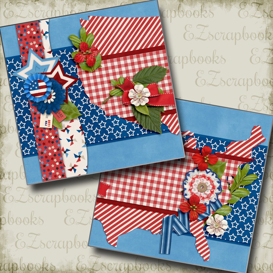 USA NPM 2 Premade Scrapbook Pages EZ Layout 3189 - Etsy