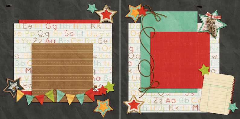 School Days Mint NPM - 2 Premade Scrapbook Pages - EZ Layout 4991 - Etsy
