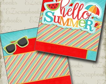 Hello Summer NPM - 2 Premade Scrapbook Pages - EZ Layout 3379