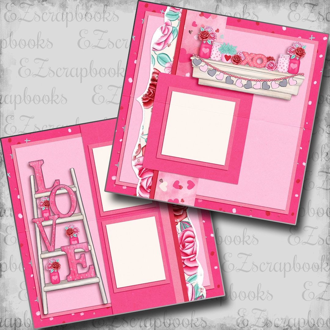 Love Ladder - Valentine - 2 Premade Scrapbook Pages - EZ Layout 5900 - Etsy