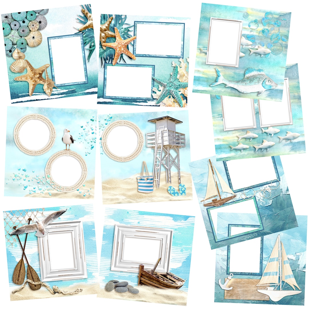 Ocean Adventures Beach EZ Quick Pages - Digital Scrapbook Quick Page ...