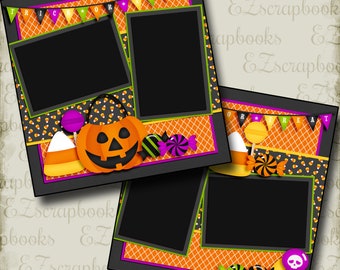 Halloween Goodies - 2 Premade Scrapbook Pages - EZ Layout 3866