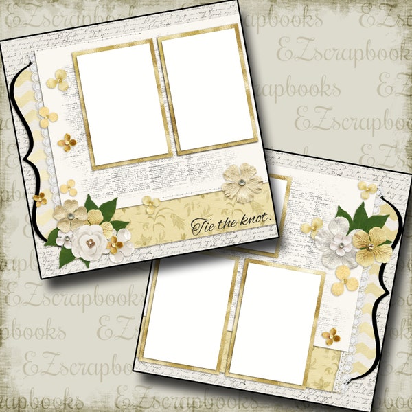 THE WEDDING - One - 2 Premade Scrapbook Pages - EZ Layout 657